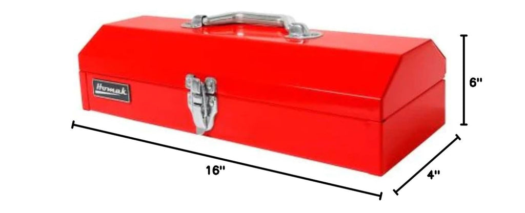 16" Portable Steel Small Tool Box with Metal Latch Closure & Plastic Handle D25279