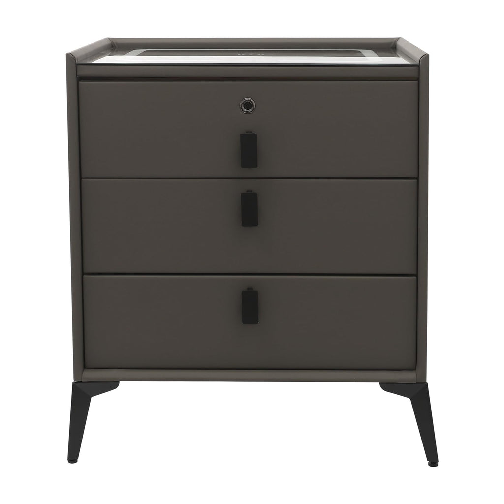Solid Wood Nightstand with 3 Drawers F1073