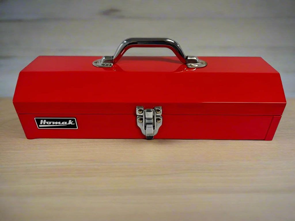 16" Portable Steel Small Tool Box with Metal Latch Closure & Plastic Handle D25279