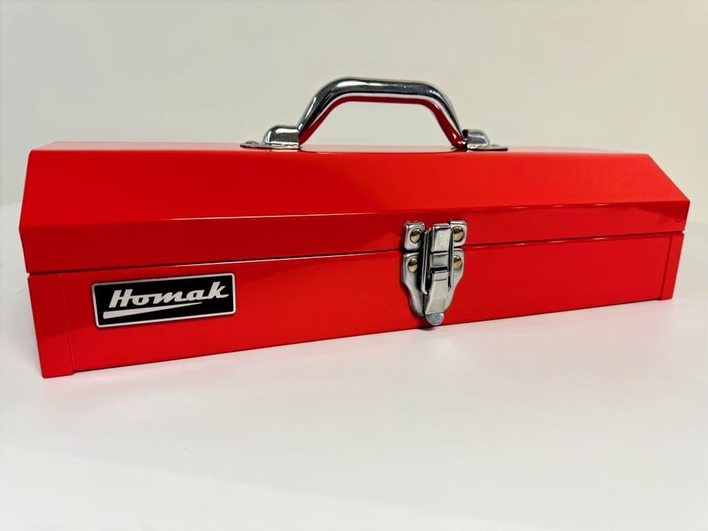 16" Portable Steel Small Tool Box with Metal Latch Closure & Plastic Handle D25279