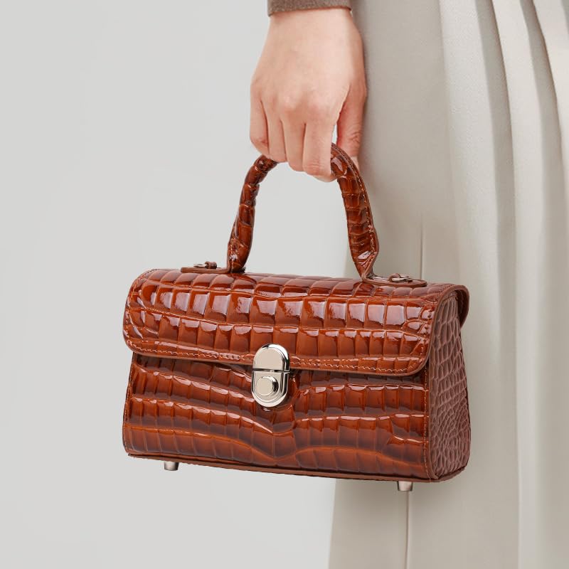 Genuine Cowhide Crocodile Embossed Crossbody Shoulder Bag Y3172