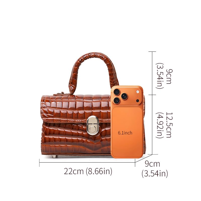 Genuine Cowhide Crocodile Embossed Crossbody Shoulder Bag Y3172