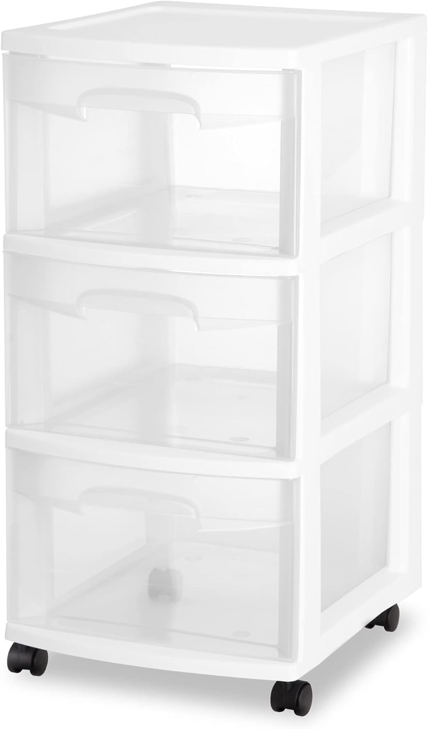 Plastic Storage Drawer Cart with 3 Drawers and Wheels, White K5180