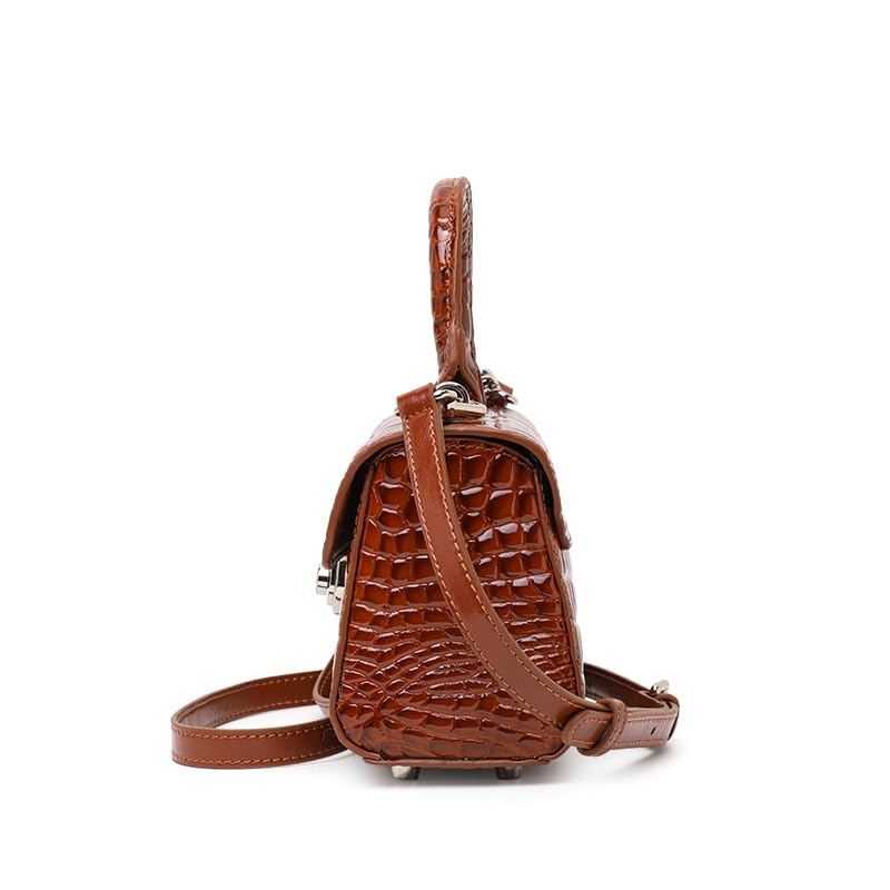 Genuine Cowhide Crocodile Embossed Crossbody Shoulder Bag Y3172