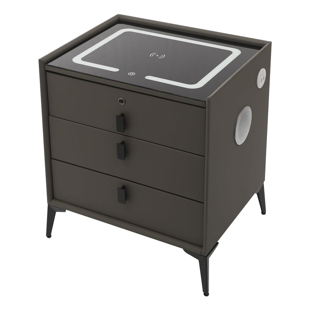 Solid Wood Nightstand with 3 Drawers F1073