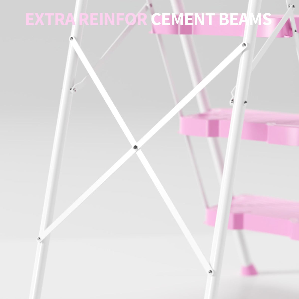 4 Step Pink Foldable Step Stool with Handrail L537