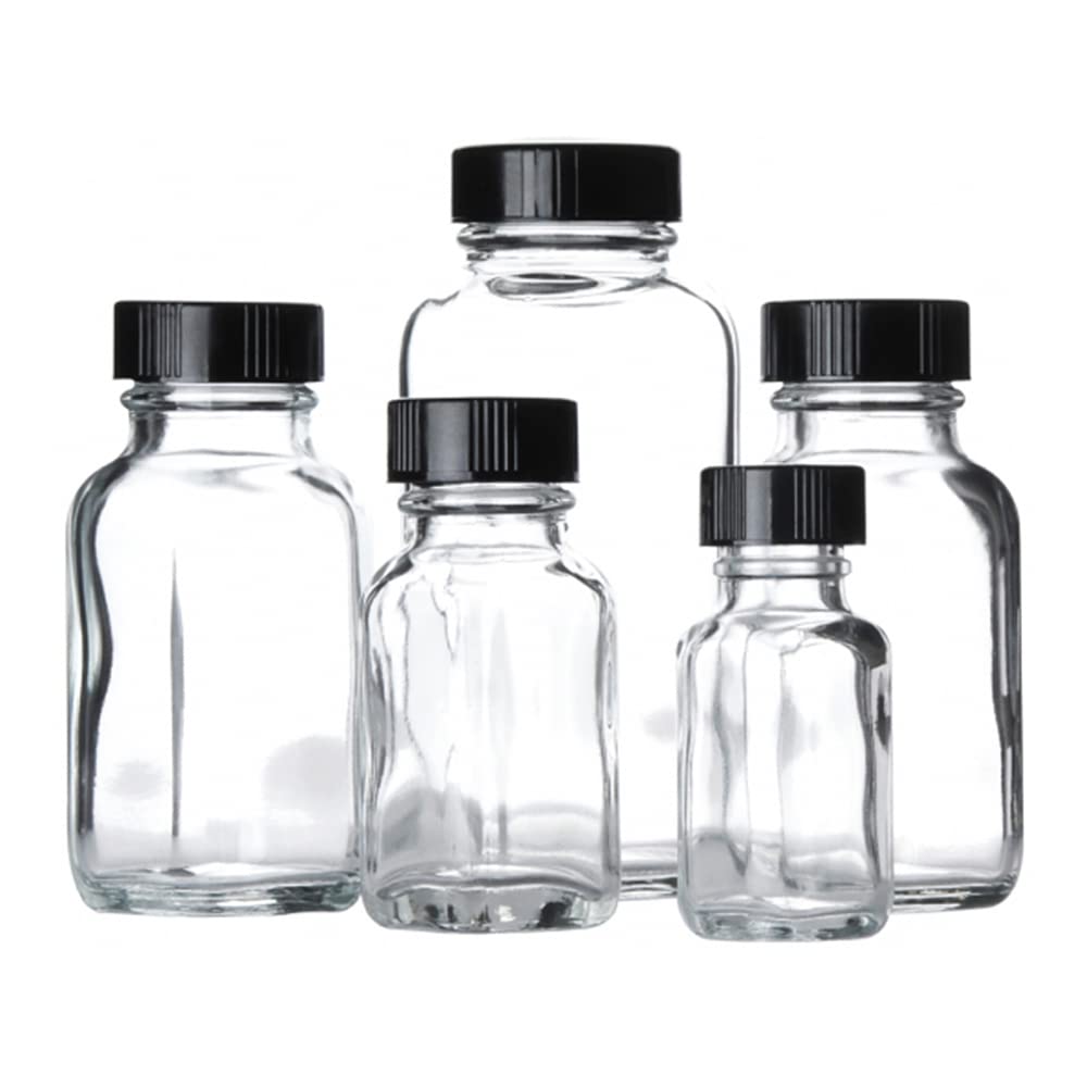 Clear Glass 2oz Bottle with Black Screw Cap, Case of 48 N689274