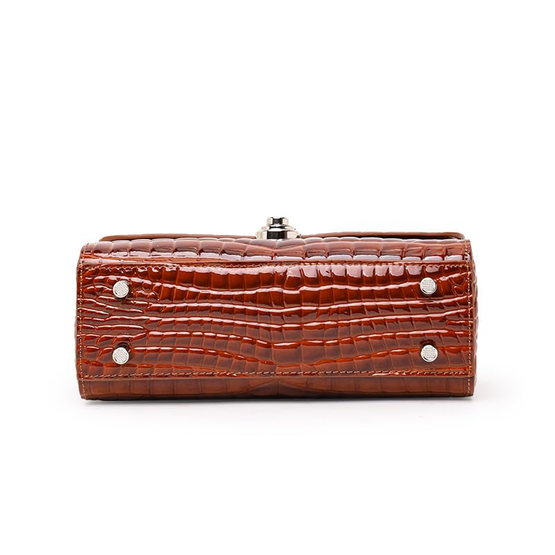 Genuine Cowhide Crocodile Embossed Crossbody Shoulder Bag Y3172