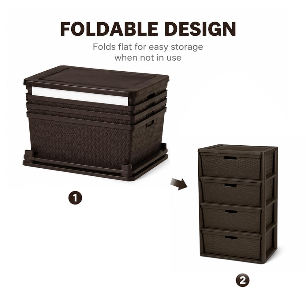 Brown 4 Drawer Plastic Storage Organizer I464056