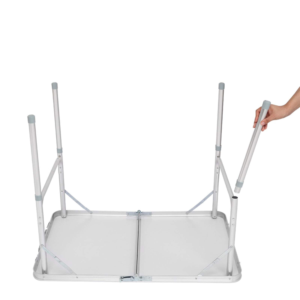 Aluminum Portable Folding Camping Table Adjustable Height Lightweight White W651