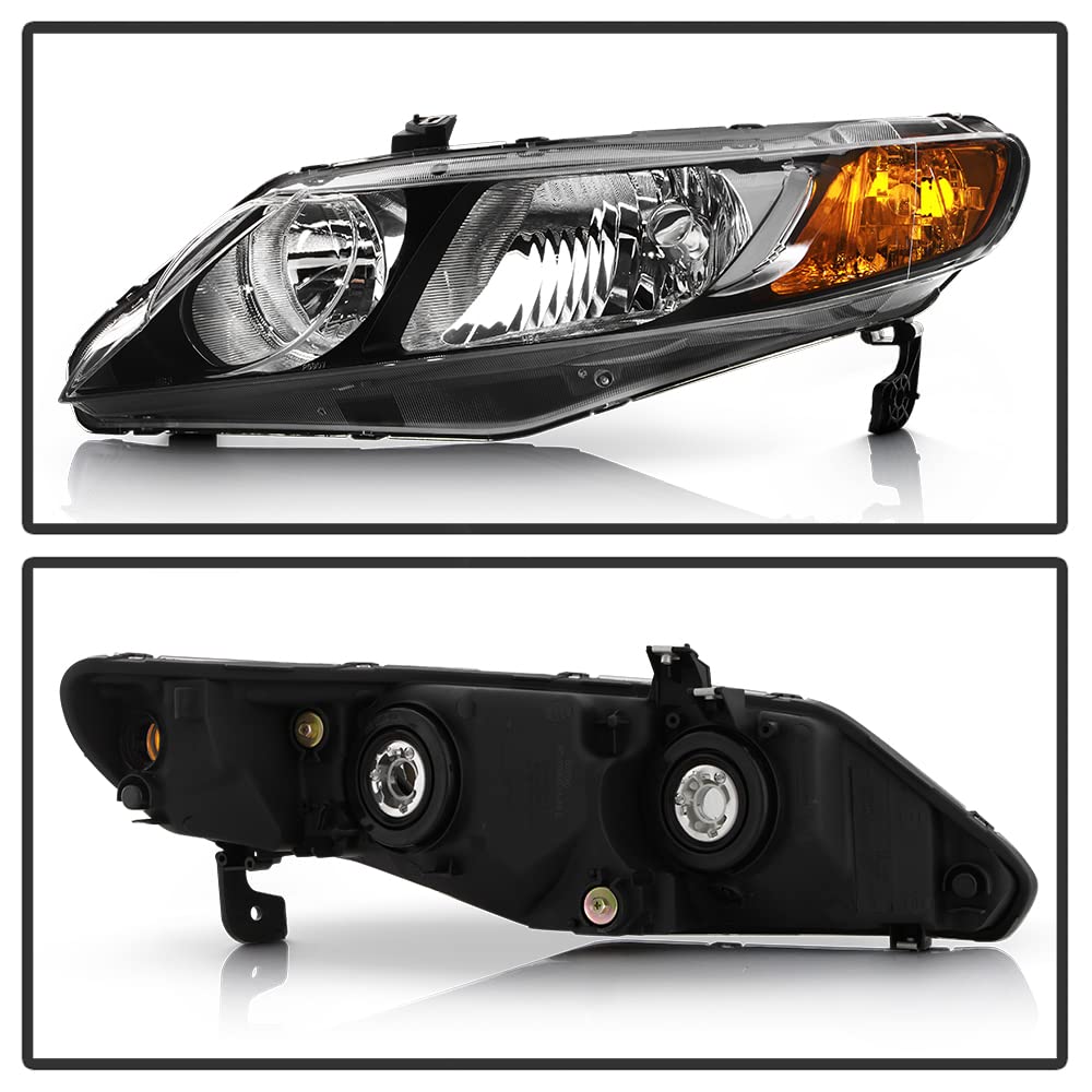 Black Factory Style Headlights Headlamps Left+Right H644