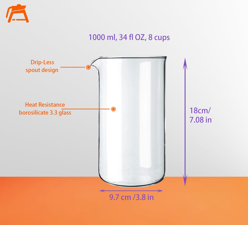 34oz Glass Carafe 8 Cup 1000ml W737