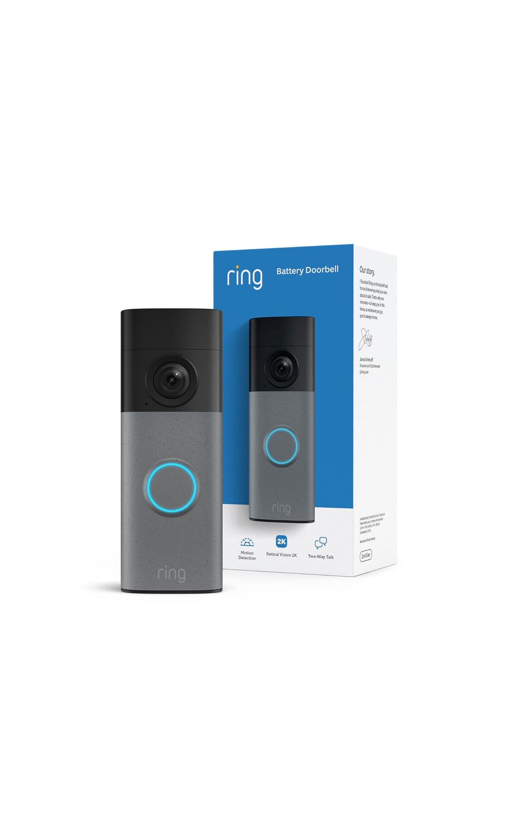 Battery Doorbell 2K Wide-Angle Speckled Gray W180