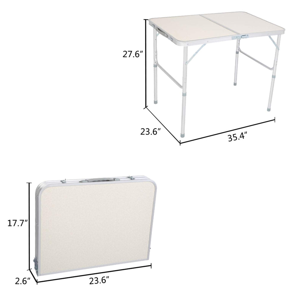 Aluminum Portable Folding Camping Table Adjustable Height Lightweight White W651