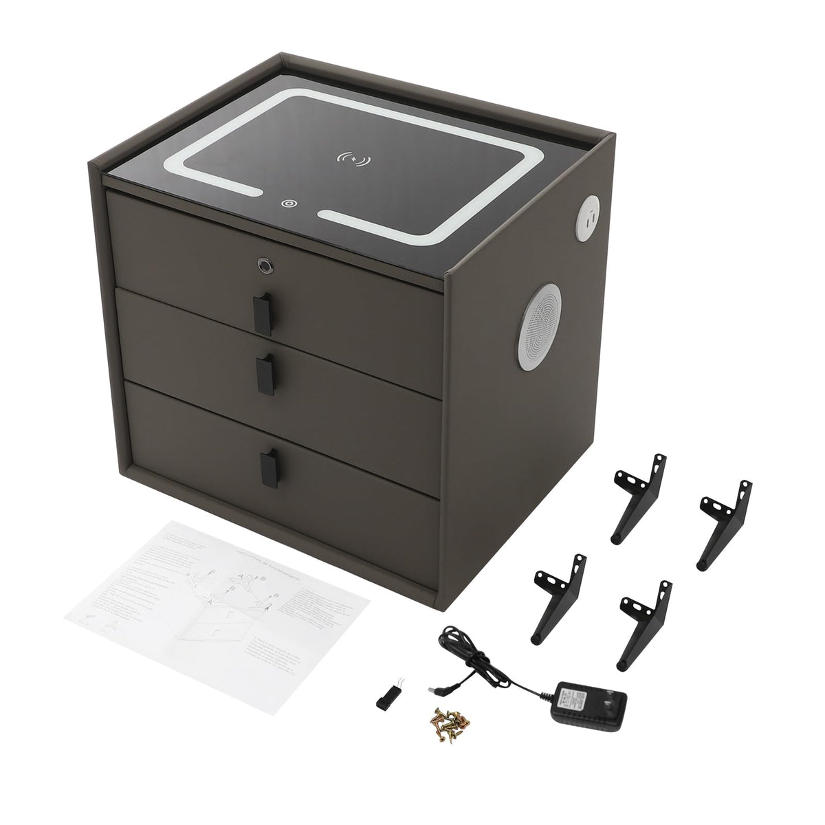 Solid Wood Nightstand with 3 Drawers F1073