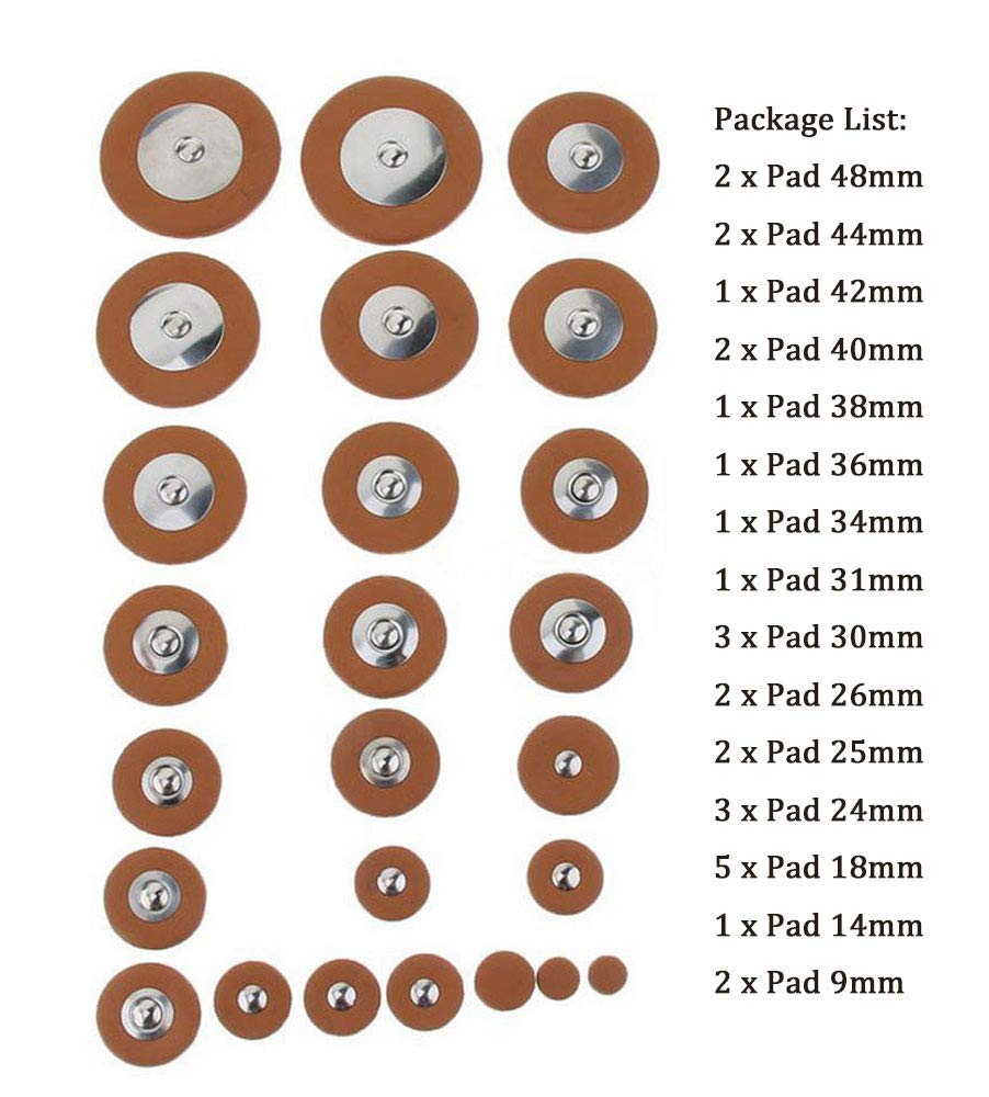 25 Pieces Leather Alto Sax Pads Replacement Set J477