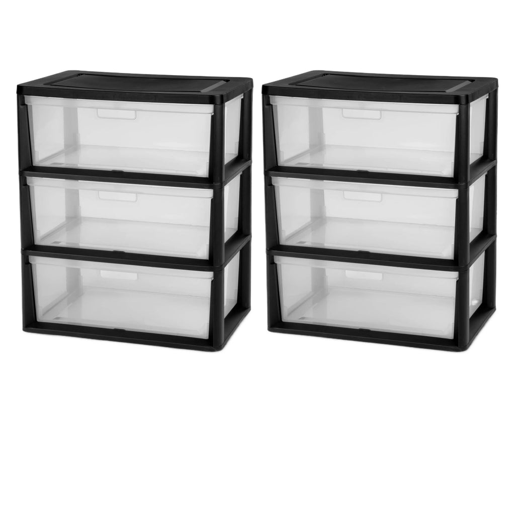 Black 5 Drawer Wide Tower X699