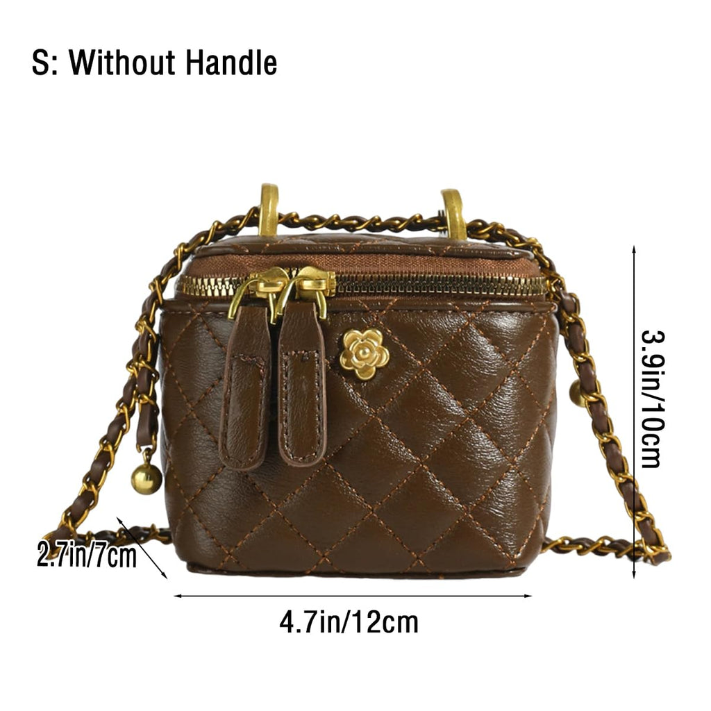 Quilted Leather Crossbody Bag with Chain Strap Y7682