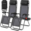 2 Pack Black Zero Gravity Lounge Chairs with Side Table C58016