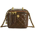 Quilted Leather Crossbody Bag with Chain Strap Y7682
