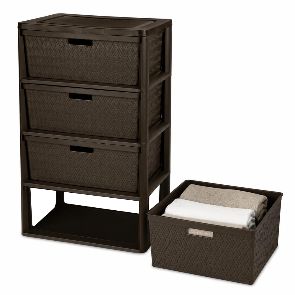 Brown 4 Drawer Plastic Storage Organizer I464056