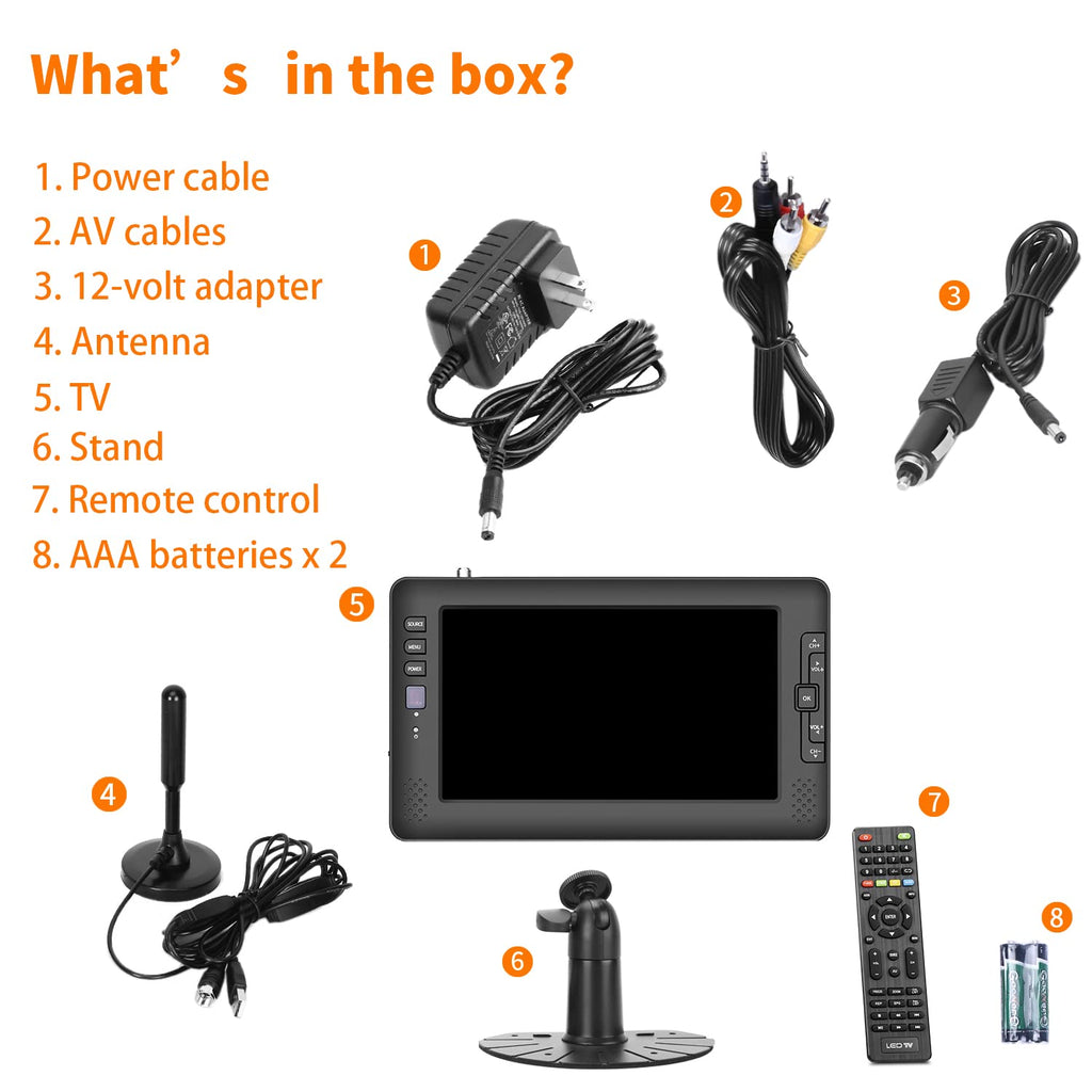 9" IPS Screen Portable TV with ATSC Tuner and Rechargeable Battery T463393