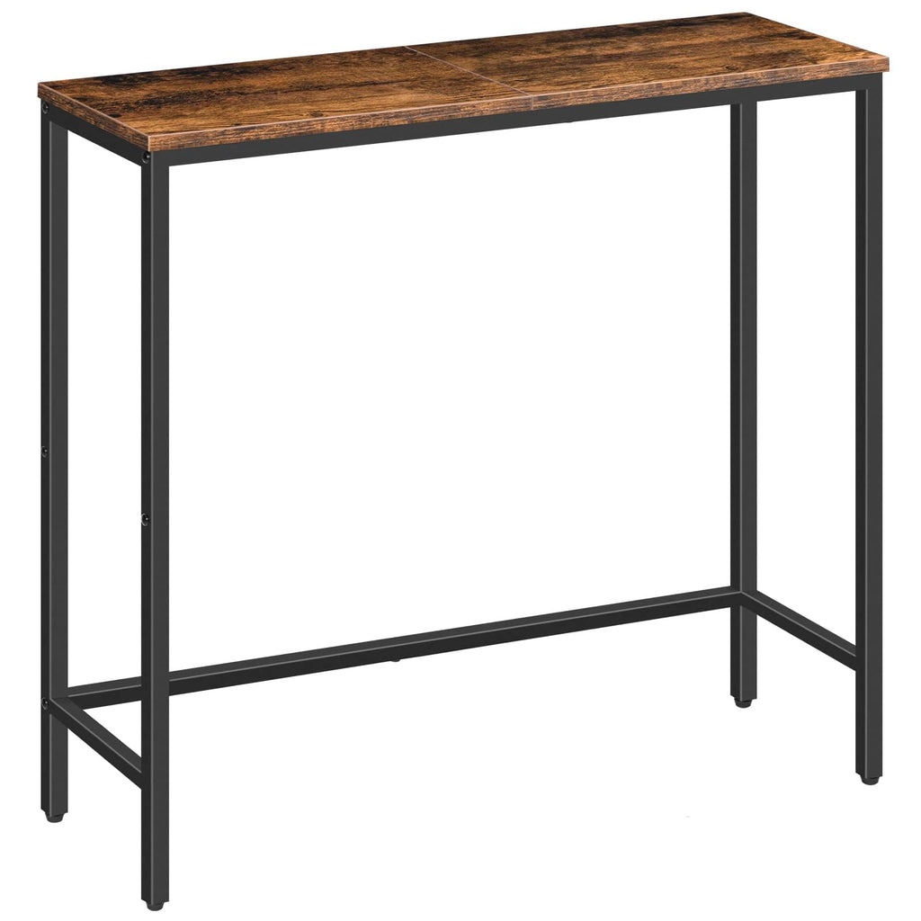 Narrow Console Table, Rustic Brown and Black U291636