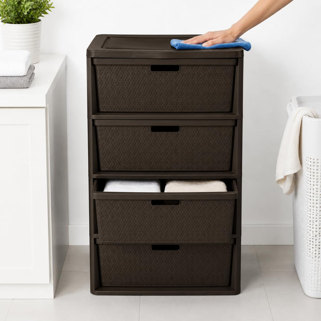 Brown 4 Drawer Plastic Storage Organizer I464056