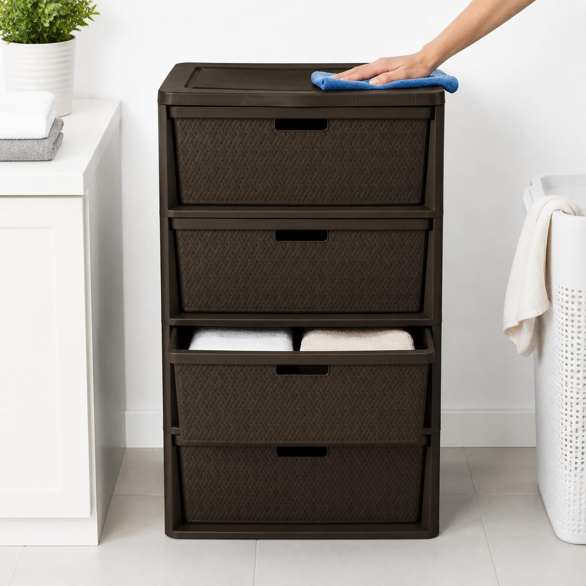 Brown 4 Drawer Plastic Storage Organizer I464056