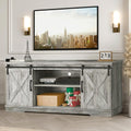 Rustic Grey TV Stand with Storage and Barn Doors M124