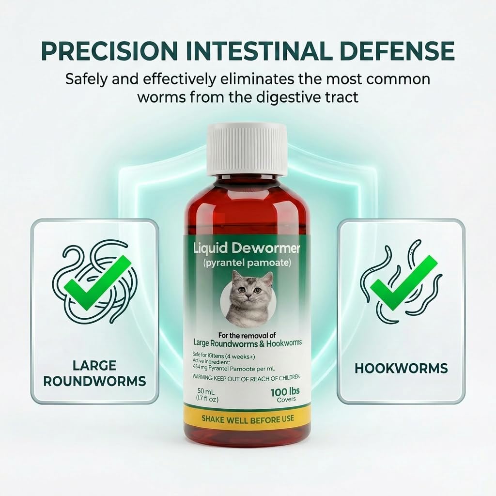 Liquid Dewormer for Cats & Kittens Pyrantel Pamoate Oral Suspension 50ml R416