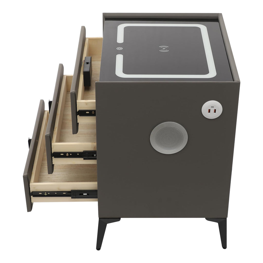 Solid Wood Nightstand with 3 Drawers F1073
