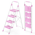 4 Step Pink Foldable Step Stool with Handrail L537