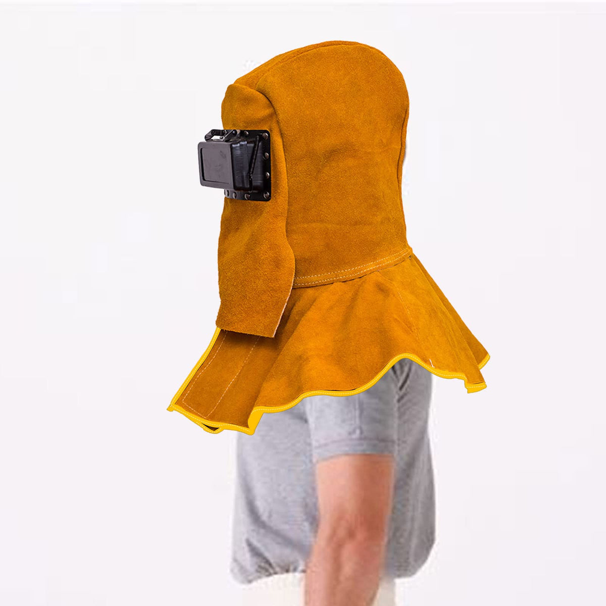 Cowhide Leather Welding Hood with Auto Darkening Filter H409685