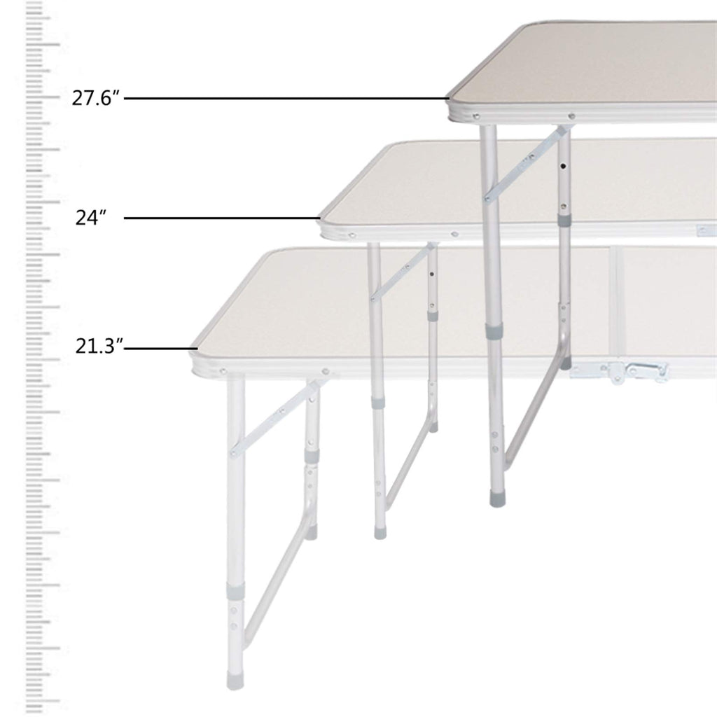 Aluminum Portable Folding Camping Table Adjustable Height Lightweight White W651