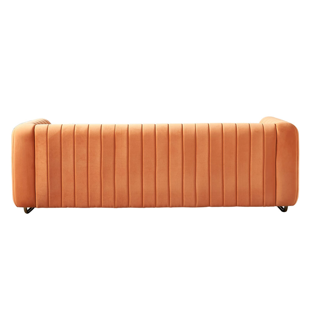 Orange Velvet 3-Seater Sofa with Gold Metal Legs X726504
