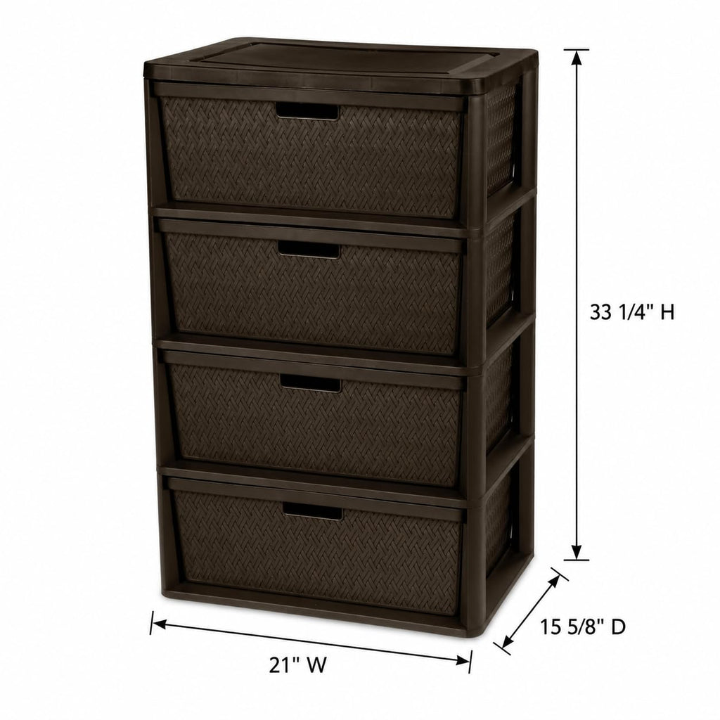 Brown 4 Drawer Plastic Storage Organizer I464056