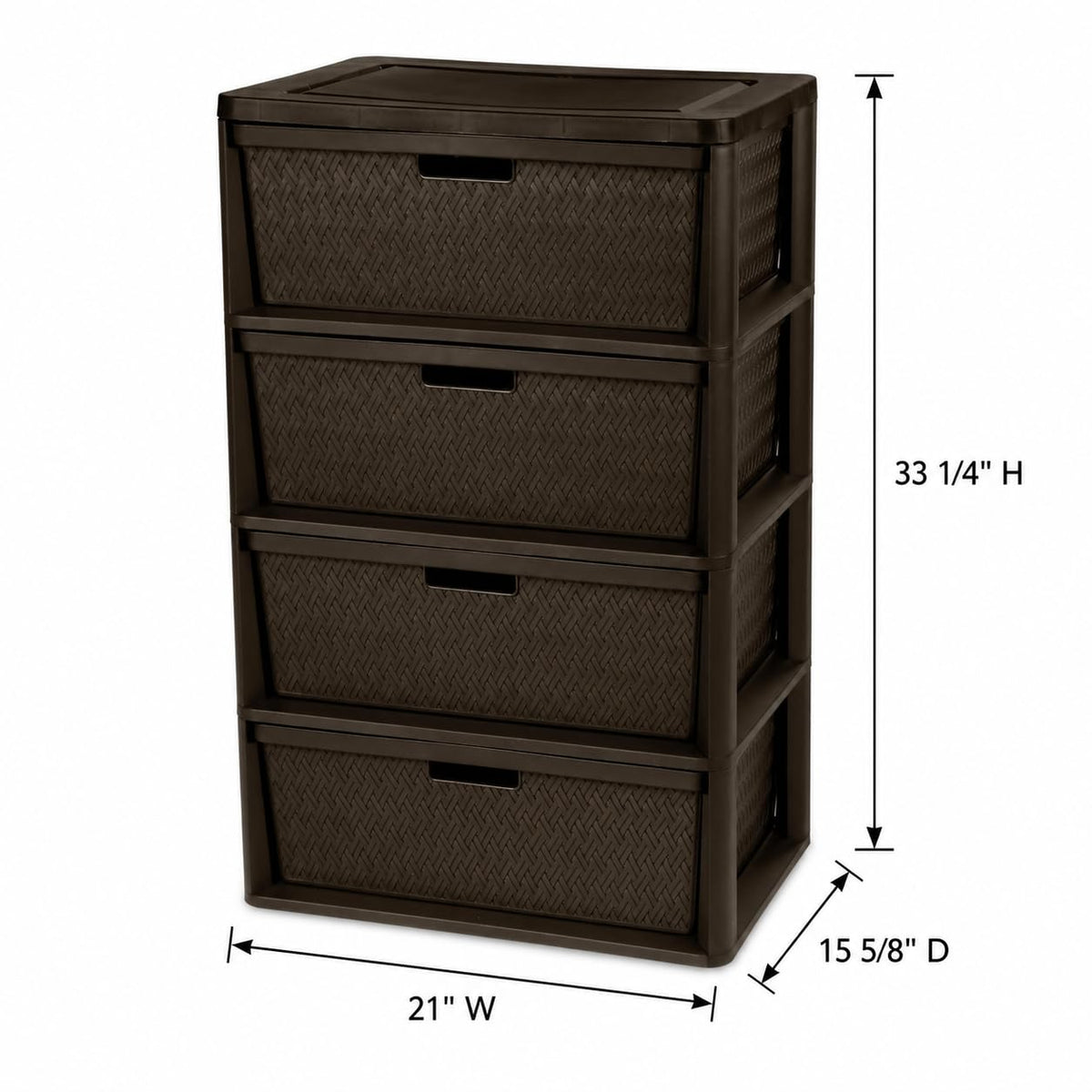 Brown 4 Drawer Plastic Storage Organizer I464056