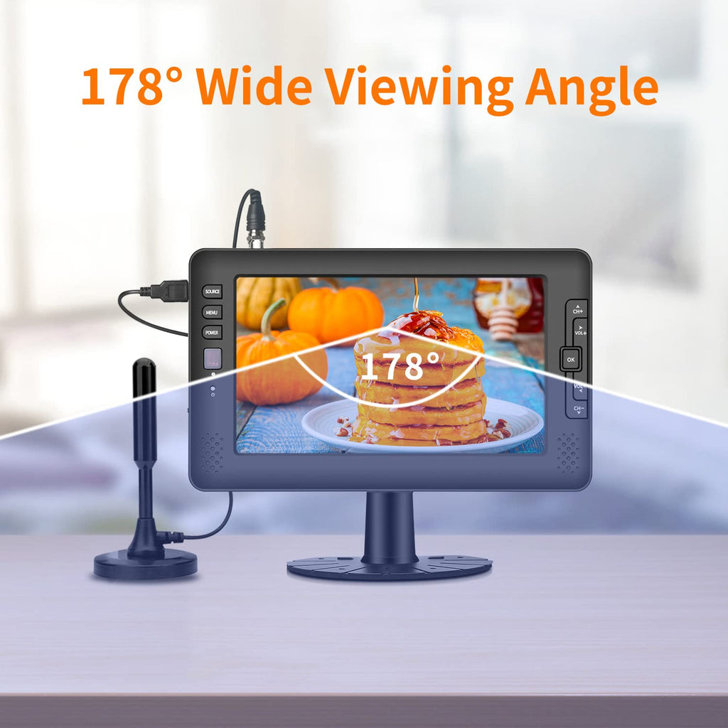 9" IPS Screen Portable TV with ATSC Tuner and Rechargeable Battery T463393