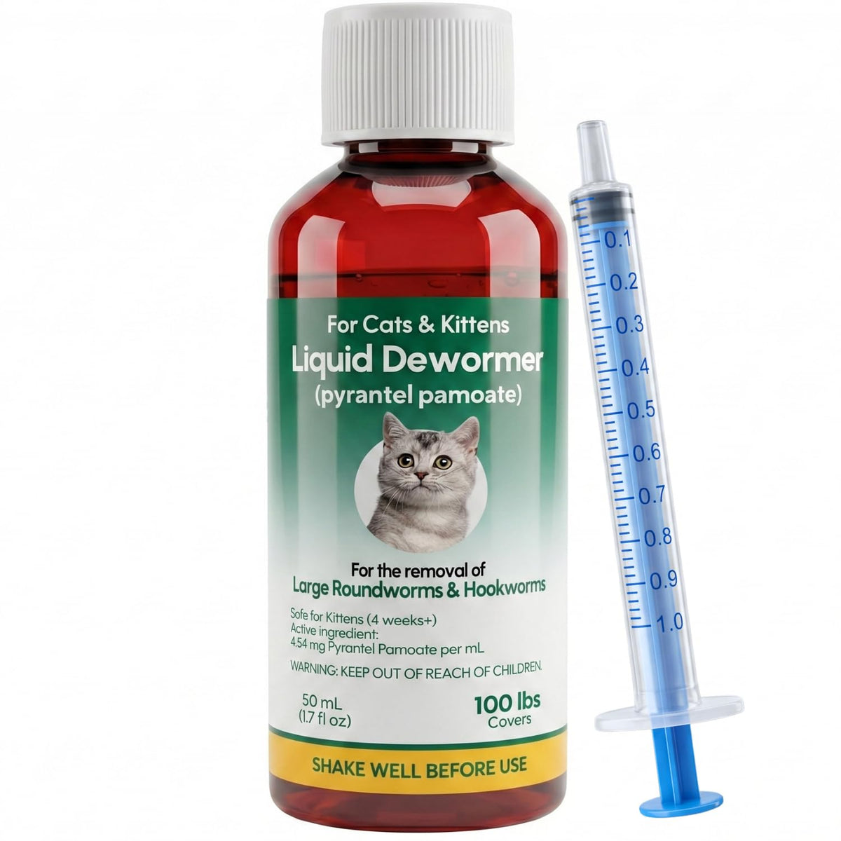 Liquid Dewormer for Cats & Kittens Pyrantel Pamoate Oral Suspension 50ml R416