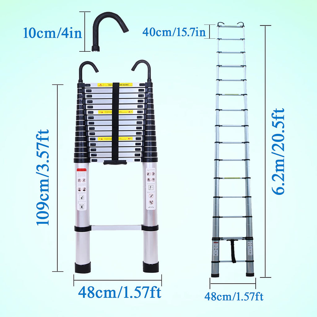 Collapsible Telescoping Ladder 20.5FT Aluminum Lightweight 330LB Capacity X4297