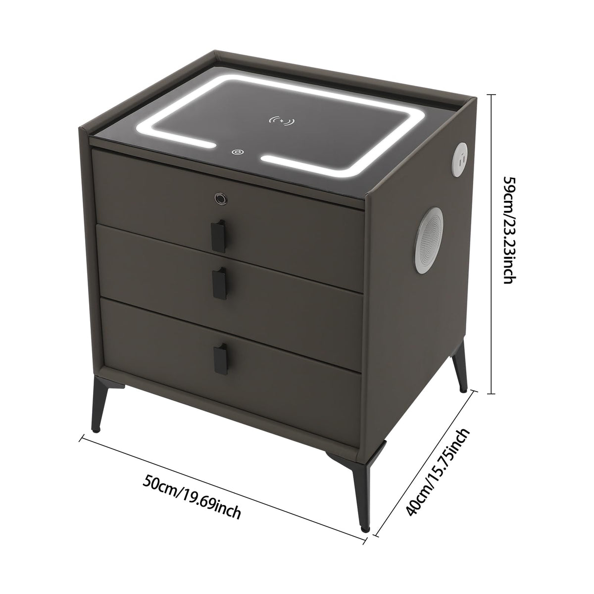 Solid Wood Nightstand with 3 Drawers F1073
