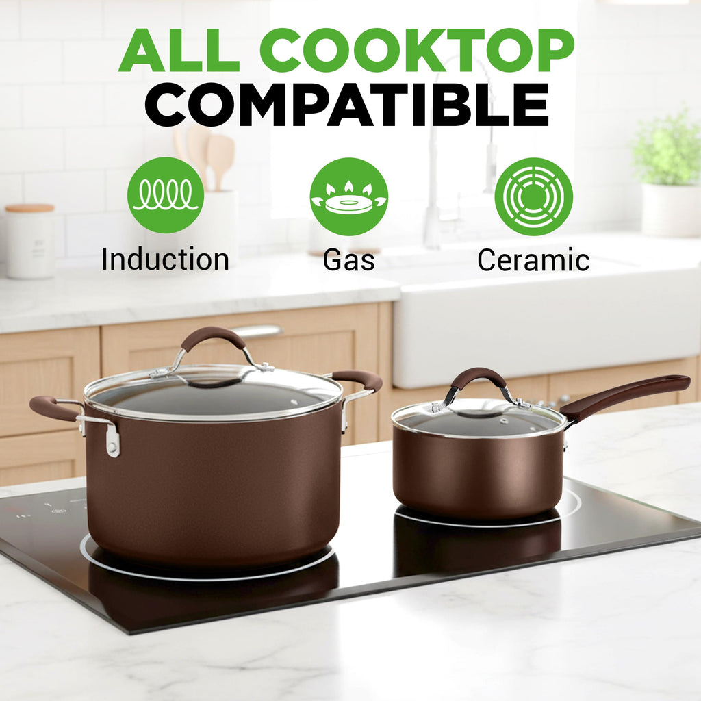 14-Piece Nonstick Brown Cookware Set H45251