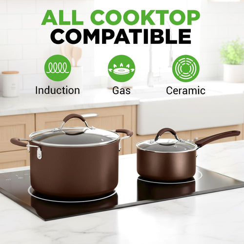 14-Piece Nonstick Brown Cookware Set H45251