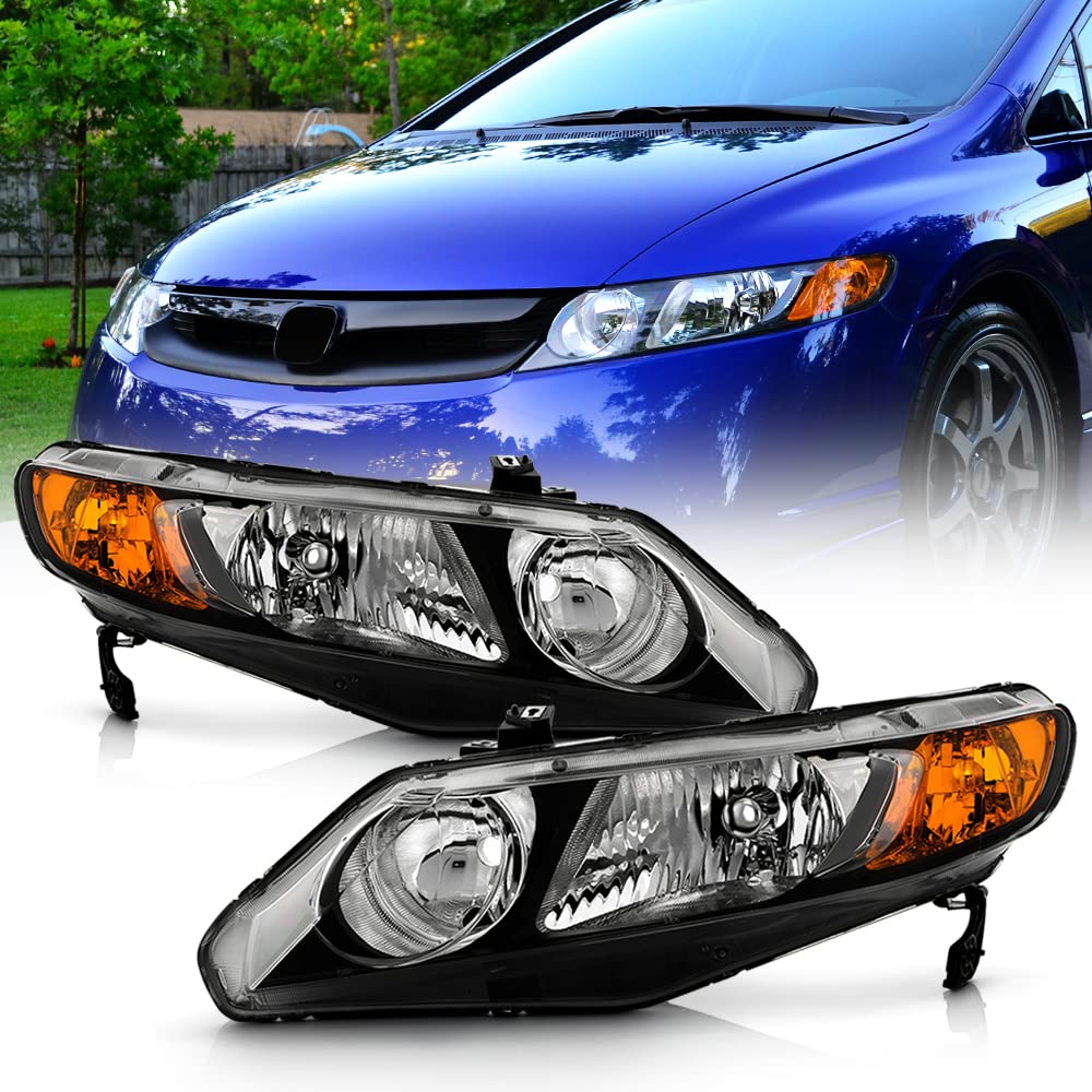 Black Factory Style Headlights Headlamps Left+Right H644