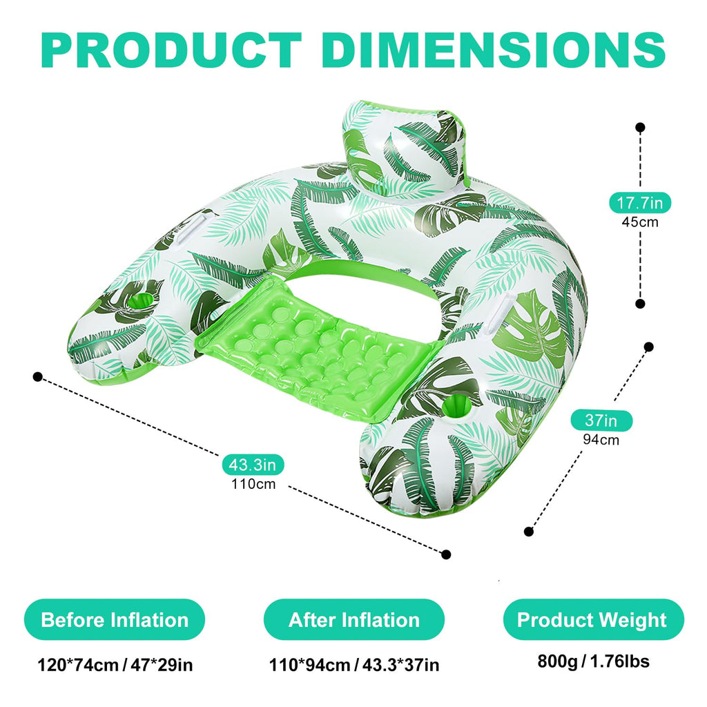 2 Pack Inflatable Pool Float Chair with Cup Holder D16633