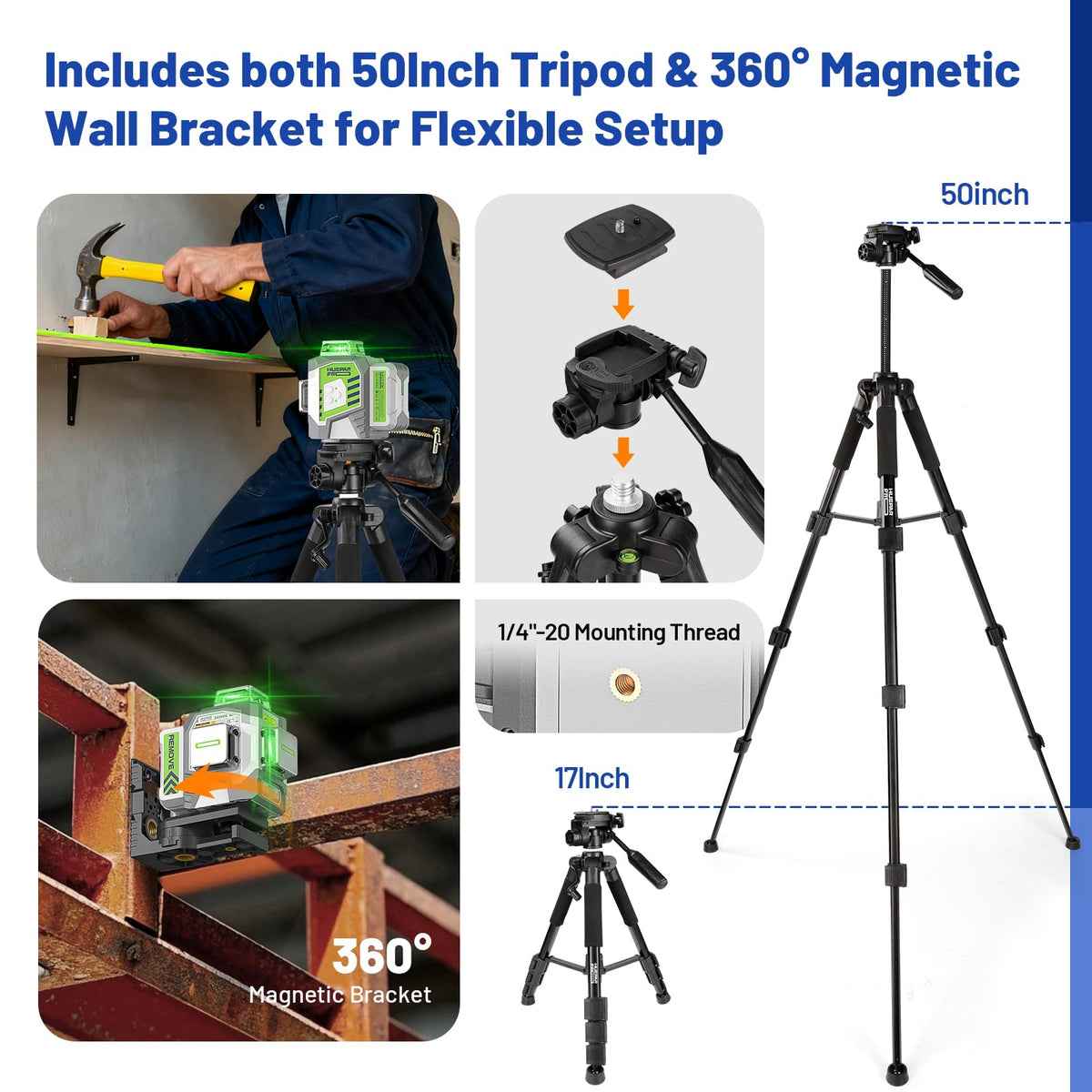 360 Self Leveling Green Laser Level with Tripod H442