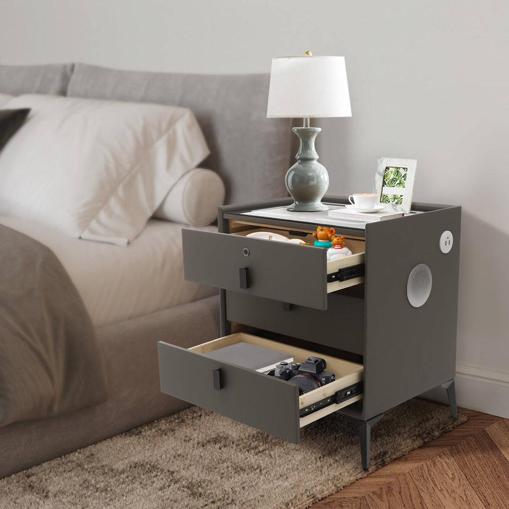 Solid Wood Nightstand with 3 Drawers F1073