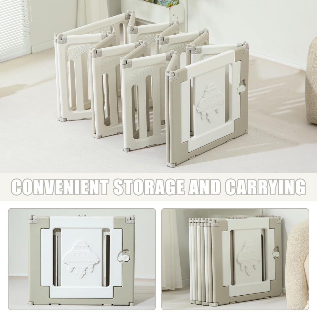 14 Panel Foldable Grey Baby Playpen T727