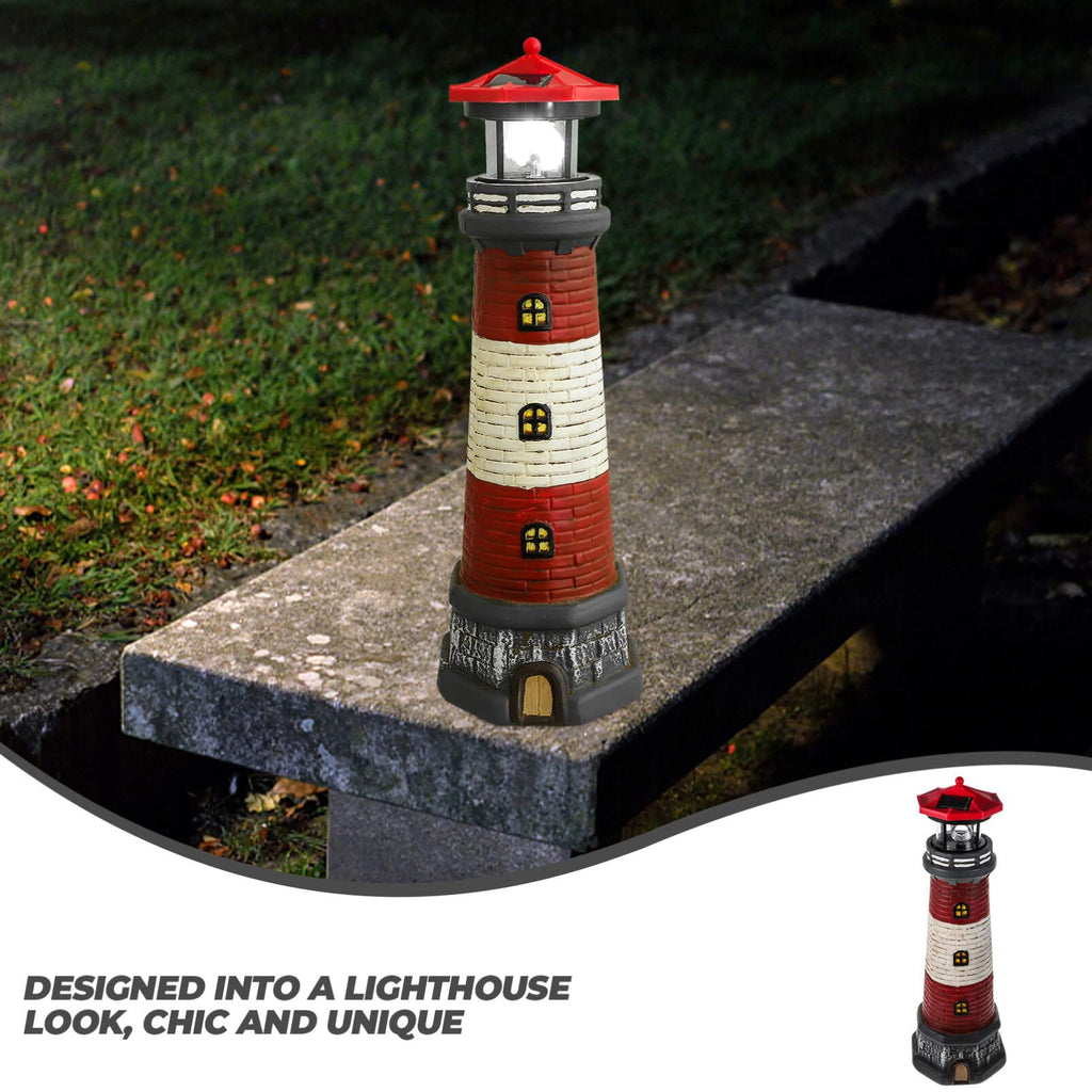 Solar Rotating Lighthouse Outdoor Lantern Resin Street Light K72438